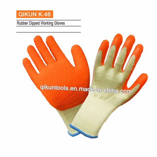 Guantes de trabajo industriales K-42 con revestimiento de palma de látex arrugado, algodón de seguridad tejido, nailon, Laobr Protect